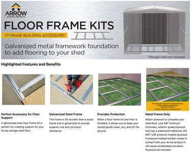 Arrow Floor Frame Kit for Arrow Classic Sheds 5x4, 6x4, 6x5 ft. and Arrow Select Sheds 6x4 and 6x5 ft. Accessories Arrow 