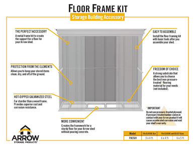 Arrow Floor Frame Kit for Arrow Classic Sheds 5x4, 6x4, 6x5 ft. and Arrow Select Sheds 6x4 and 6x5 ft. Accessories Arrow 