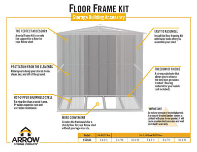Arrow Floor Frame Kit for Arrow Classic Sheds 6x7, 8x4, 8x6, 8x7 and 8x8 ft. and Arrow Select Sheds 6x6, 6x7, 8x4, 8x6, 8x7 and 8x8 ft. Accessories Arrow 