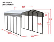 Image of Arrow Galvanized Steel Carport, 10 ft. x 24 ft. x 9 ft. Carport Arrow 