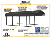 Image of Arrow Galvanized Steel Carport 10 x 20 x 7 ft. Carport Arrow 