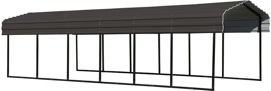 Arrow Galvanized Steel Carport 10 x 29 x 7 ft. Carport Arrow Black/Charcoal 