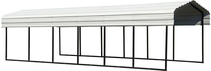 Arrow Galvanized Steel Carport 10 x 29 x 7 ft. Carport Arrow Black/Eggshell 