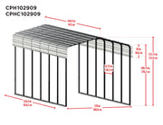 Image of Arrow Galvanized Steel Carport 10 x 29 x 9 ft. Carport Arrow 