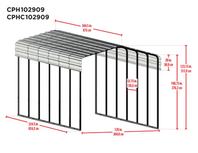 Arrow Galvanized Steel Carport 10 x 29 x 9 ft. Carport Arrow 