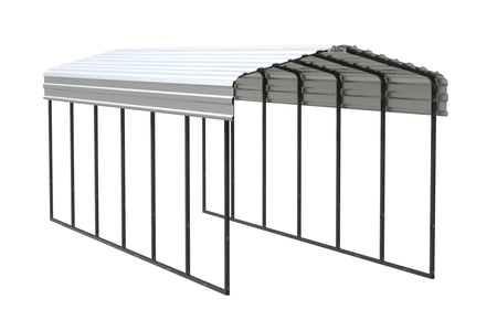 Arrow Galvanized Steel Carport 10 x 29 x 9 ft. Carport Arrow Black/Eggshell 