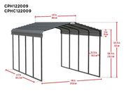 Image of Arrow Galvanized Steel Carport, 12 ft. x 20 ft. x 9 ft. Carport Arrow 