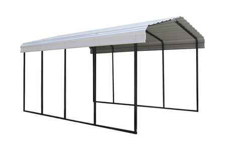 Arrow Galvanized Steel Carport, 12 ft. x 20 ft. x 9 ft. Carport Arrow Black/Eggshell 