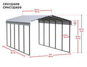 Image of Arrow Galvanized Steel Carport 12 ft. x 24 ft. x 9 ft. Carport Arrow 
