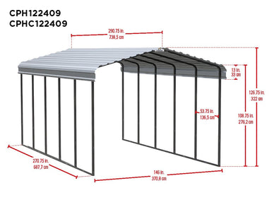 Arrow Galvanized Steel Carport 12 ft. x 24 ft. x 9 ft. Carport Arrow 