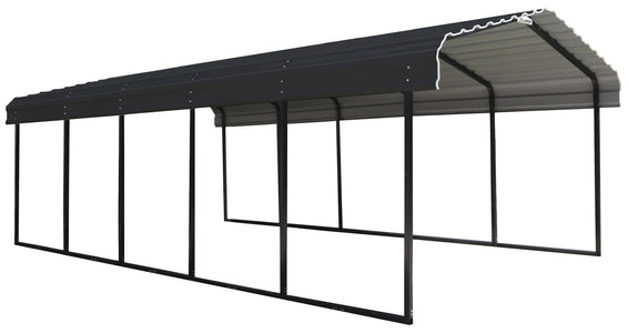 Arrow Galvanized Steel Carport 12 x 24 x 7 ft. Carport Arrow Black/Charcoal 