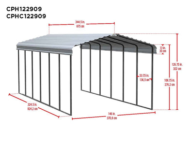 Arrow Galvanized Steel Carport 12 x 29 x 9 ft. Carport Arrow 