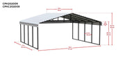 Image of Arrow Galvanized Steel Carport 20 x 20 x 9 Carport Arrow 