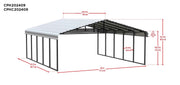 Image of Arrow Galvanized Steel Carport 20 x 24 x 9 Carport Arrow 