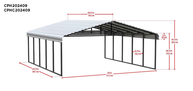 Arrow Galvanized Steel Carport 20 x 24 x 9 Carport Arrow 