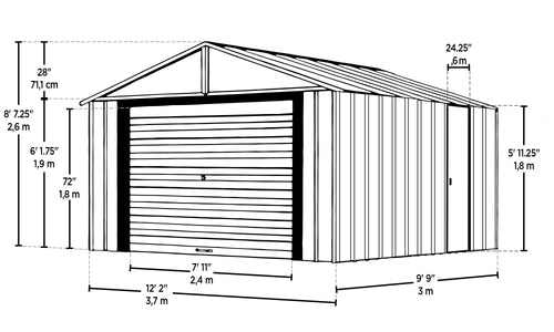 Arrow Murryhill 12 x 10 Garage, Steel Storage Building, Prefab Storage Shed Garage Arrow 