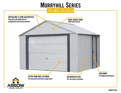 Arrow Murryhill 12 x 10 Garage, Steel Storage Building, Prefab Storage Shed Garage Arrow 