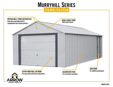 Arrow Murryhill 12 x 24 Garage, Steel Storage Building, Prefab Storage Shed Garage Arrow 