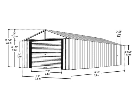 Image of Arrow Murryhill 12 x 24 Garage, Steel Storage Building, Prefab Storage Shed Garage Arrow 