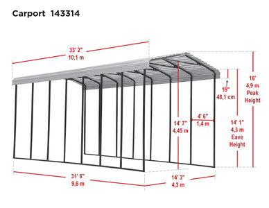 Arrow RV Carport 14 x 33 x 14 ft. Carport Arrow 