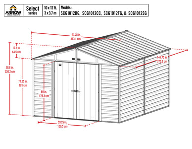 Arrow Select Steel Storage Shed, 10x12 Shed Arrow 