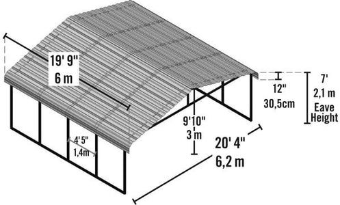 Arrow Shed 20 x 20 Carport Galvanized Steel Roof Carport Arrow Shed 