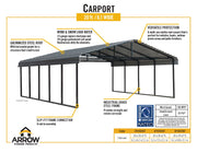 Image of Arrow Shed 20 x 20 Galvanized Steel Carport Carport Arrow 