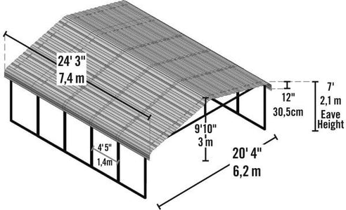 Arrow Shed 20 x 24 Carport Galvanized Steel Roof Carport Arrow Shed 