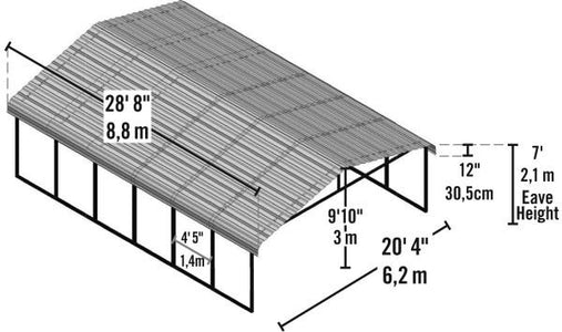 Arrow Shed 20 x 29 Carport Galvanized Steel Roof Carport Arrow Shed 