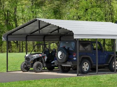 Arrow Shed 20 x 29 Carport Galvanized Steel Roof Carport Arrow Shed Linen 