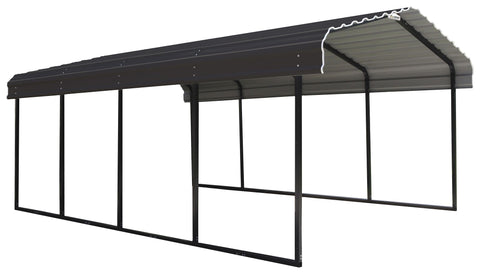 Image of Arrow Shed Steel Carport 12 x 20 x 7 ft. Galvanized Carport Arrow Shed Black/Charcoal 