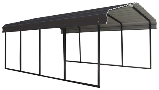 Arrow Shed Steel Carport 12 x 20 x 7 ft. Galvanized Carport Arrow Shed Black/Charcoal 
