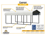 Image of Arrow Steel Carport 10 x 15 x 7 ft. Galvanized Roof Carport Arrow 