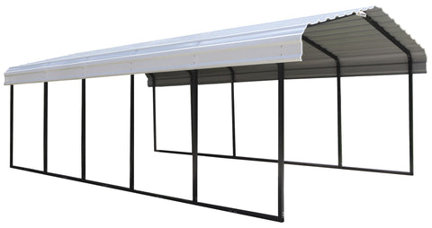 Arrow Steel Carport 12 x 24 x 7 ft. Galvanized Black/Eggshell Carport Arrow Shed 