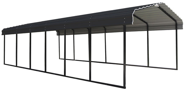 Arrow Steel Carport 12 x 29 x 7 ft. Galvanized Steel Roof Carport Arrow Shed Black/Charcoal 