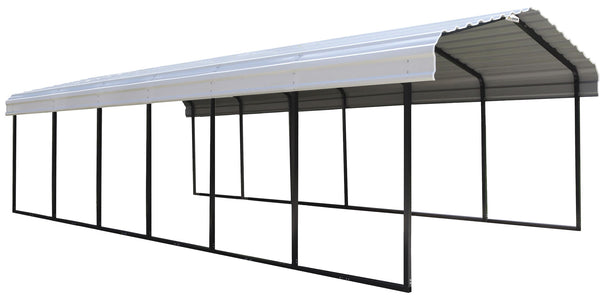 Arrow Steel Carport 12 x 29 x 7 ft. Galvanized Steel Roof Carport Arrow Shed Black/Eggshell 