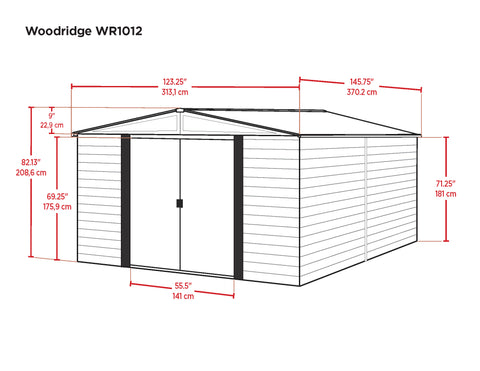Arrow Woodridge 10 x 12 ft. Steel Storage Shed Coffee/Woodgrain Shed Arrow 