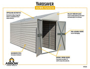 Image of Arrow Yardsaver 4 x 10 ft. Pent Roof Steel Storage Shed Shed Arrow 