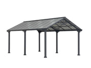 Image of AutoCove 12x20 Gray Steel Frame Gable Roof Metal Carport/Gazebo with 2 Ceiling Hooks Carport Sunjoy 