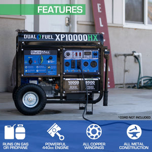 DuroMax XP10000HX 10,000-Watt 439cc Dual Fuel Gas Propane Portable Generator with CO Alert Generator DuroMax 