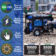Image of DuroMax XP10000HX 10,000-Watt 439cc Dual Fuel Gas Propane Portable Generator with CO Alert Generator DuroMax 