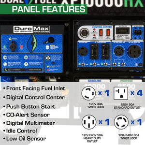 DuroMax XP10000HX 10,000-Watt 439cc Dual Fuel Gas Propane Portable Generator with CO Alert Generator DuroMax 