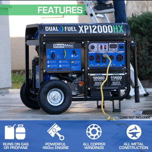 DuroMax XP12000HX 12,000-Watt 460cc Dual Fuel Gas Propane Portable Generator with CO Alert Generator DuroMax 