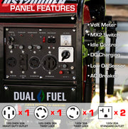 Image of DuroStar DS12000EH 12,000-Watt/9,500-Watt 457cc Electric Start Dual Fuel Portable Generator Generator DuroMax 