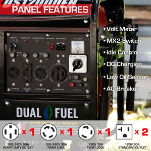 DuroStar DS12000EH 12,000-Watt/9,500-Watt 457cc Electric Start Dual Fuel Portable Generator Generator DuroMax 