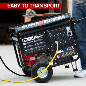 DuroStar DS12000EH 12,000-Watt/9,500-Watt 457cc Electric Start Dual Fuel Portable Generator Generator DuroMax 