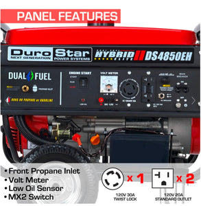 DuroStar DS4850EH 4,850-Watt 210cc Dual Fuel Hybrid Generator w/ Electric Start Generator DuroMax 
