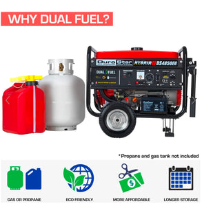 DuroStar DS4850EH 4,850-Watt 210cc Dual Fuel Hybrid Generator w/ Electric Start Generator DuroMax 