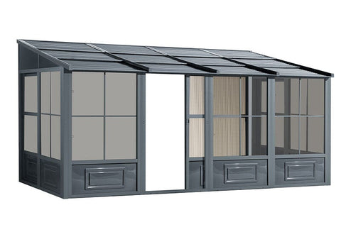 Image of Gazebo Penguin Add-a-Room Patio Enclosure Kit with Metal Roof Solarium Gazebo Penguin Grey 10'x12' 