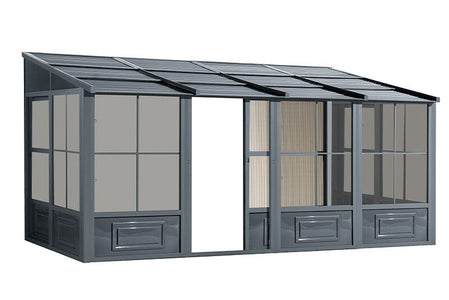 Gazebo Penguin Add-a-Room Patio Enclosure Kit with Metal Roof Solarium Gazebo Penguin Grey 10'x12' 